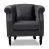 Baxton Studio Renessa Traditional Grey Velvet Upholstered and Dark Brown Finished Wood Armchair 200-12439-ZORO